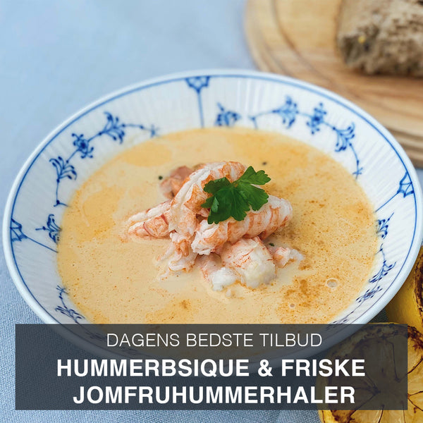 Dagens Bedste Tilbud: Cremet Hummerbisque + Friske Jomfruhummerhaler fra Kystfisken